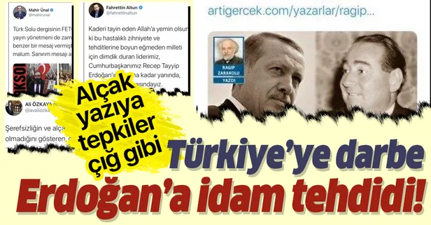 Türkiye'ye 'darbe' Başkan Erdoğan'a 'idam' tehdidi! Evrensel yazarı Ragıp Zarakolu'dan alçak yazı