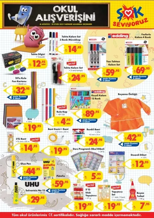 Tüm okul ihtiyaç ürünlerinde fiyatlar düştü! Okul çantası, kalem, defter, boya ŞOK'ta indirime girdi! 16-30 Ağustos 2023 ŞOK aktüel ürünler kataloğu! - 7