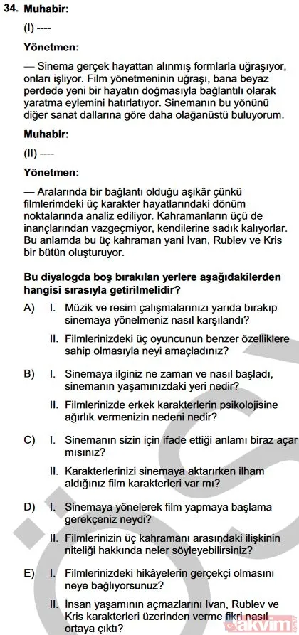2019 YKS TYT soruları ve cevapları burada! Türkçe, Sosyal Bilimler, Matematik, Fen Bilimleri cevap anahtarı - 36