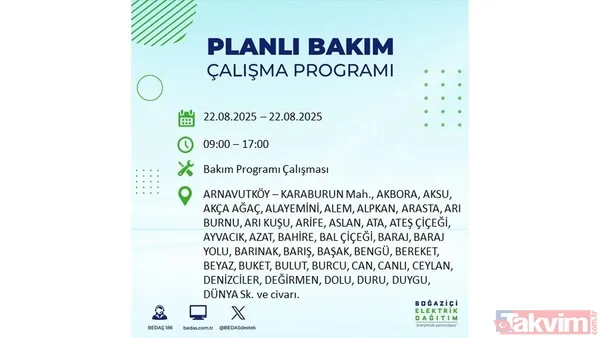 İstanbul'da 19 ilçede elektrik kesintisi! BEDAŞ İLÇE İLÇE listeledi: 22 Ağustos Cuma günü 8 saat yok - 43