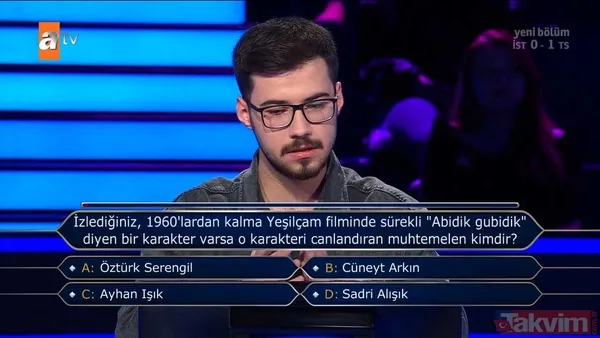 Kenan İmirzalıoğlu'nun sunduğu Kim Milyoner Olmak İster'de hareketleri ve cevaplarıyla geceye damga vuran yarışmacı! - 22