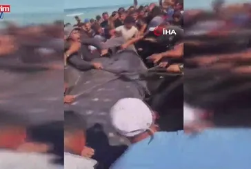 Gazze'de yaklaşık 10 metre uzunluğundaki dev balık karaya vurdu