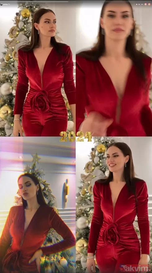 Fahriye Evcen kırmızılar içinde ortalığı yaktı geçti! Burak Özçivit’in güzeller güzeli eşi kadife tulumuyla şov yaptı: Kim der 2 çocuk annesi! - 6