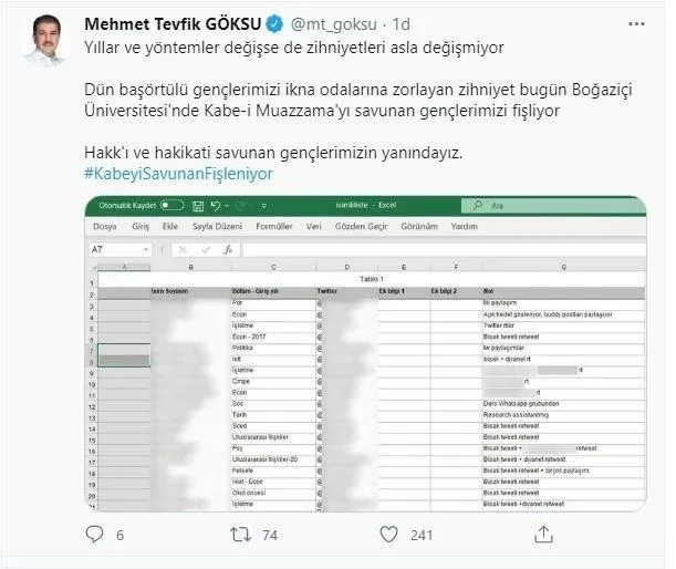 Boğaziçi Üniversitesi'nde Kabe-i Muazzama’ya yapılan saygısızlığa tepki gösteren öğrencilerin fişlendiği ortaya çıktı!-7