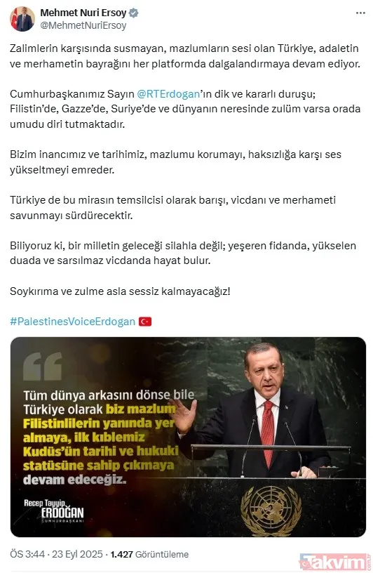 Dünyanın kilitlendiği konuşma öncesi sosyal medya yıkıldı: Filistin’in sesi Erdoğan | PalestinesVoiceErdogan - 14