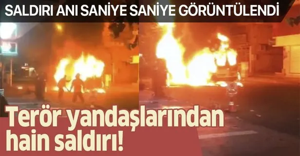 Son dakika: Diyarbakır’da terör yandaşlarından hain saldırı! Yolcu otobüsünü böyle ateşe verdiler
