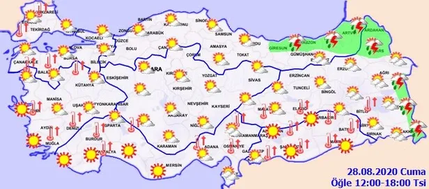 HAVA DURUMU | Meteorolojiden o illere sağanak yağış uyarısı | 28 Ağustos hava durumu-3
