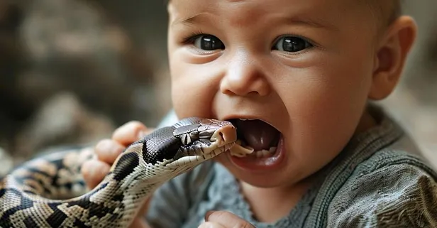 Doktorları şaşkına çeviren olay! Bir yaşındaki bebek yılanı ısırdı sürüngen saniyeler içinde öldü