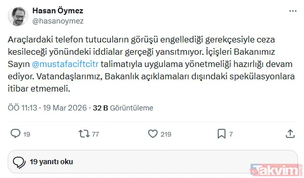 Açıklama Geldi Kamuoyuna Yansıyan İddiaların Ardından İçişleri Bakanlığı İletişim Sorumlusu Hasan Öymez'in 19 Mart'ta X Hesabı Üzerinden Yaptığı Açıklama,...