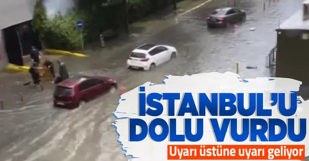 İstanbul'da etkili olan yağmur ve dolu sonrası birçok cadde sular altında kaldı! Meteoroloji'den son dakika uyarıları