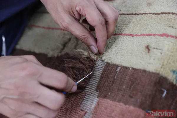 Tam 1 ton ağırlığında! Dolmabahçe Sarayı'nın en büyük halısı restore ediliyor - 12