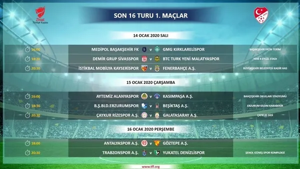 Ziraat Türkiye Kupası'nda son 16 turu programı belli oldu-1