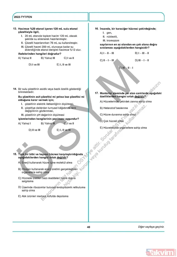 YKS TYT FUL A-B-C-D kitapçığı soru ve cevap anahtarı! 2022 YKS TYT SORU VE CEVAPLARI PDF İNDİR! osym.gov.tr YKS TYT Türkçe, Sosyal Bilimler, Matematik, Fen, Coğrafya, Din cevap anahtarı! - 42