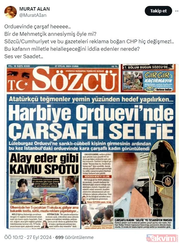 Sözcü'den skandal: Çarşaflı diye Mehmetçiğin annesini hedef aldılar! | Saygı Öztürk bile bile yaptı! - 11