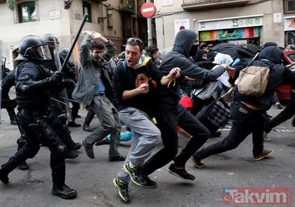 Barselona alev aldı! Ayrılıkçı Katalanlar polisle çatıştı