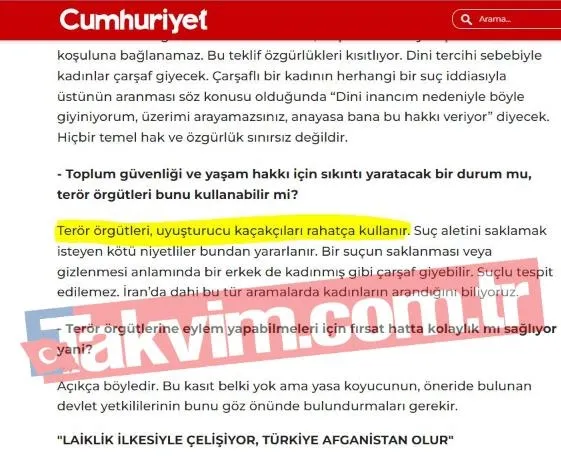 CHP'li Şenal Sarıhan başörtüsüne anayasal güvence getiren teklifi terörle ilişkilendirdi! Cumhuriyet'ten 28 Şubat manşeti: "Teröre fırsat doğar"-3