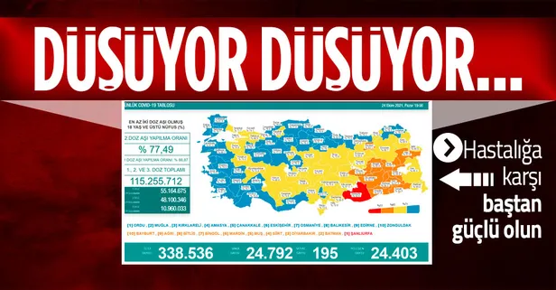 Son dakika: Sağlık Bakanlığı 24 Ekim 2021 koronavirüs vaka ve vefat tablosunu paylaştı
