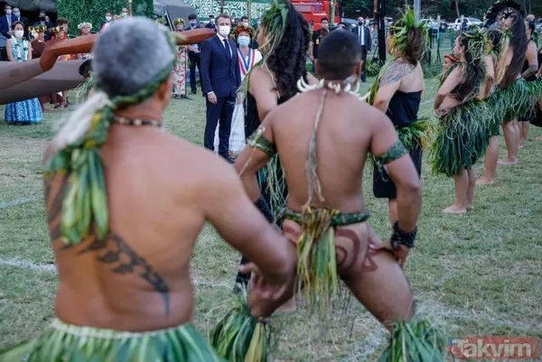 Fransa Cumhurbaşkanı Emmanuel Macron'un Fransız Polinezyası'nda ilginç anları! Boynuna çiçekleri doladılar - 39