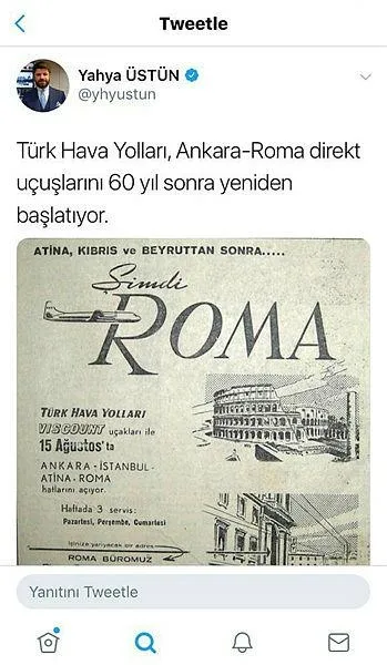 THY 60 yıl sonra Ankara- Roma seferlerine başlıyor-2