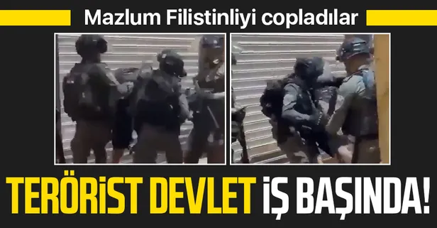 Son dakika: Terörist İsrail devletinin zulmü devam ediyor! Mazlum bir Filistinliyi defalarca copladılar