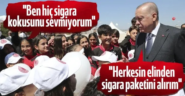 Başkan Erdoğan TBMM’de çocuklarla bir araya geldi! Gülümseten sigara diyaloğu