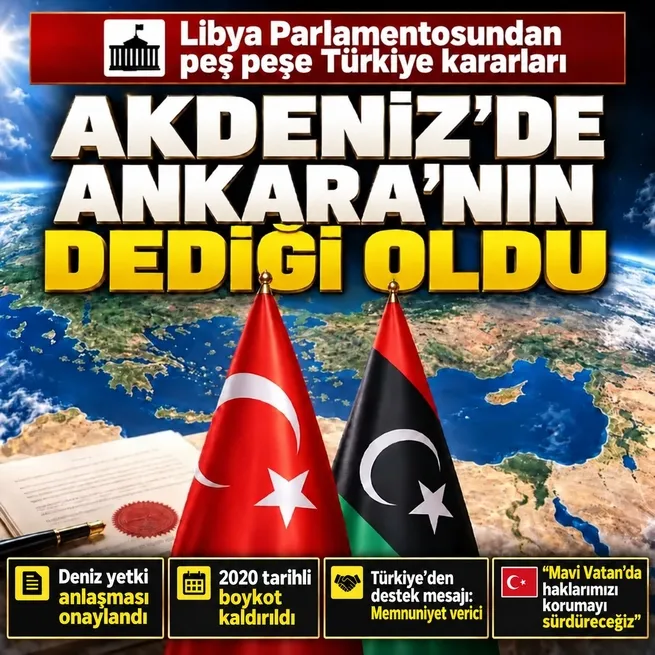 Libya Temsilciler Meclisinden Türkiye ile iki kritik adım: Deniz yetki anlaşması onaylandı, 2020 tarihli boykot kaldırıldı