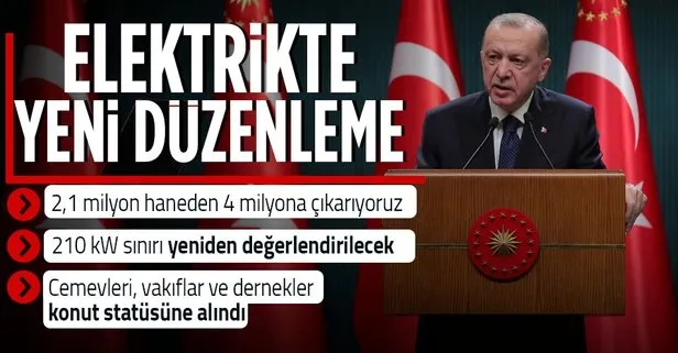 Başkan Erdoğan elektrik faturalarındaki yeni düzenlemeyi duyurdu! Dernek, vakıf ve cemevleri...