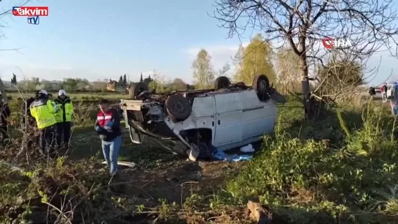Samsun'da minibüs takla attı: 1 ölü 2 yaralı