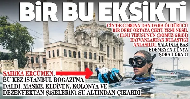 Dalış rekortmeni Şahika Ercümen İstanbul Boğazı’na daldı: Maske, eldiven ve kolonya şişelerini su altından çıkardı
