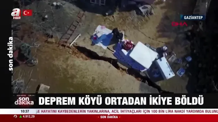 Maraş depremi Gaziantep'te köyü ortadan ikiye böldü! Depremin 10'uncu gününde dehşete düşüren görüntüler