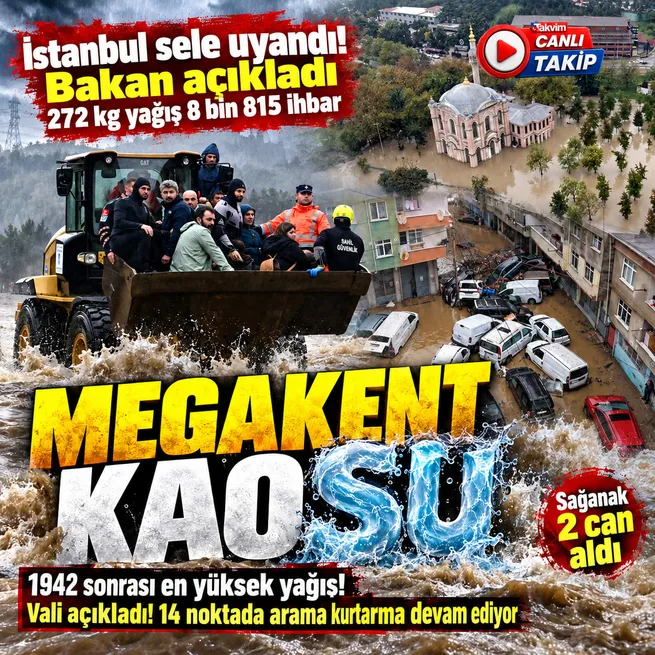 İstanbulda Cumhuriyet tarihinin en şiddetli yağışı! 2 kişi hayatını kaybetti: 14 noktada arama kurtarma devam ediyor
