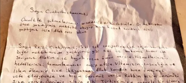 Erdoğan’a duygulandıran mektup!
