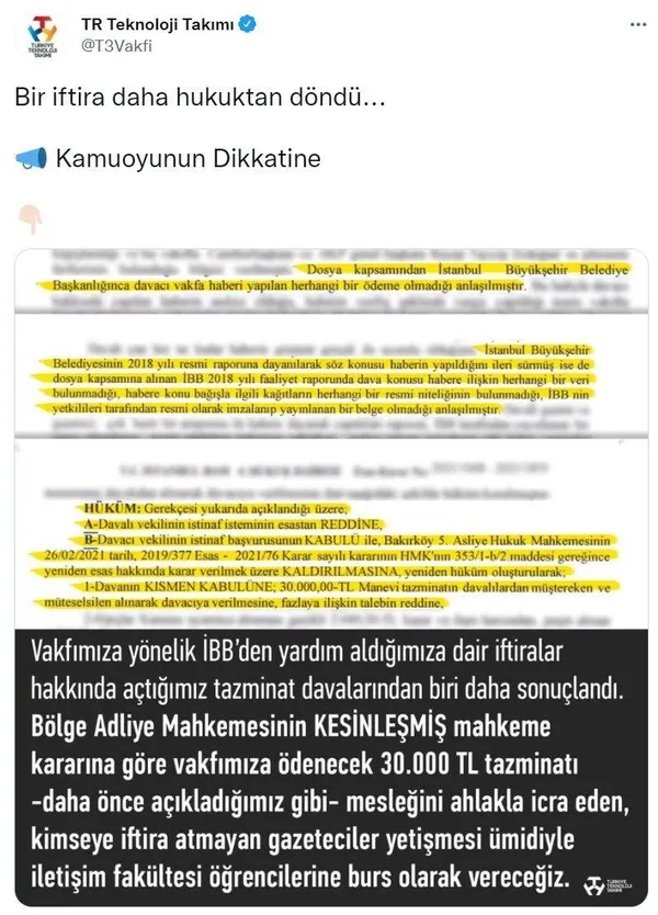 İBB'nin yalanı ortaya çıktı Selçuk Bayraktar'dan flaş bir karar geldi! T3 Vakfı'na atılan iftiradan kazanılan para o öğrencilere gidecek!-2