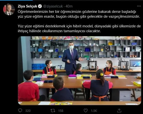 SON DAKİKA: Bakan Ziya Selçuk'tan yüz yüze eğitim açıklaması: Bugün olduğu gibi gelecekte de vazgeçilmezimizdir-2