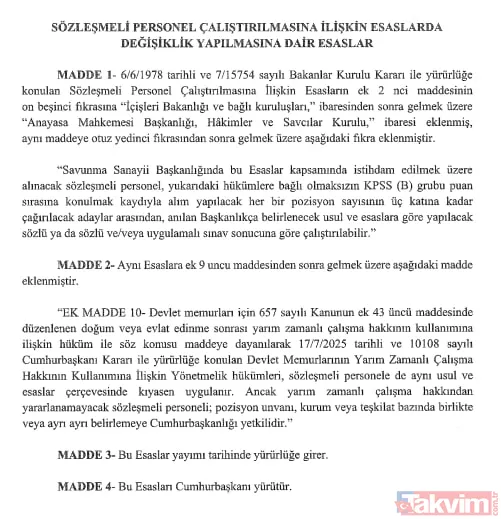 Sözleşmeli personele yarı zamanlı çalışma hakkı: Resmi Gazete'de yayımlandı! Kimleri kapsıyor? - 2