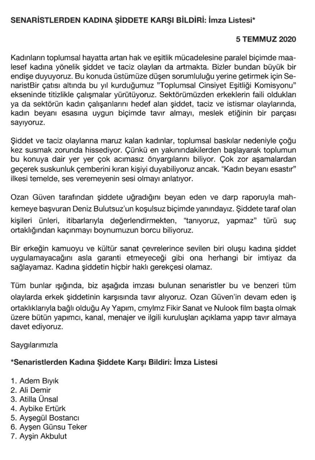 Senaristlerden yapımcılara ve kanallara Ozan Güven çağrısı! 'Tavır almaya davet ediyoruz'-4