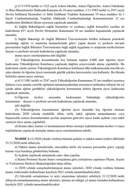 Flaş karar! Memur olmak isteyenler dikkat! 2021 yılında hangi kadrolara memur ataması yapılacak? Hangi kadroya kaç kişi atanacak?-7