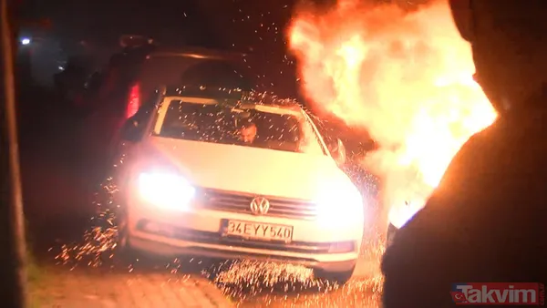 İstanbul'da korku dolu anlar! Sokak ortasında alev alev yandı: Arabasına atlayan kaçtı - 7