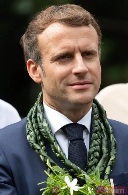 Fransa Cumhurbaşkanı Emmanuel Macron’un Fransız Polinezyası’nda ilginç anları! Boynuna çiçekleri doladılar