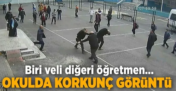 Veliden öğretmene yumruklu saldırı kamerada