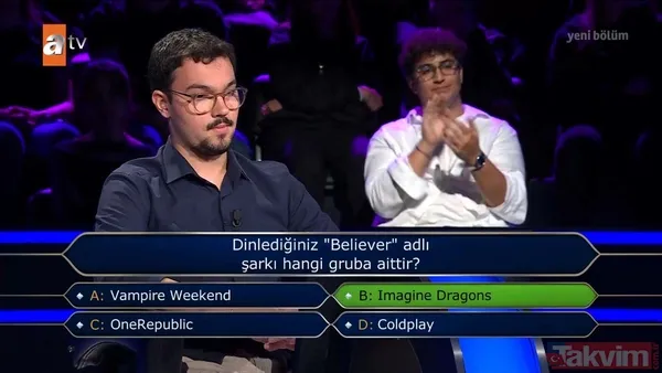 "Kim Milyoner Olmak İster?"de heyecan dolu anlar: Yarışmacı doğru karar verdiğine sevindi! "Hangisi "banlamak" kelimesinin sözlükteki anlamlarından biridir?" - 10