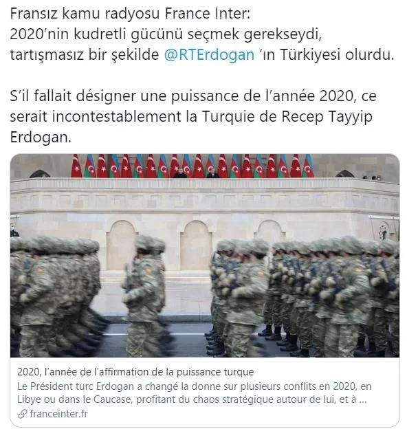 2020’nin kudretli gücü tartışmasız bir şekilde Erdoğan’ın Türkiye’si! | France Inter’den Emmanuel Macron’a gönderme...