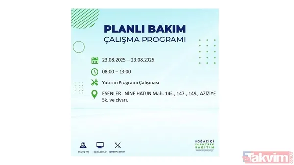 📌23 Ağustos Cumartesi İstanbul'da Elektrik Kesintisi Yaşanacak İlçeler