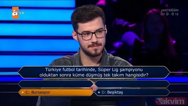 Kenan İmirzalıoğlu'nun sunduğu Kim Milyoner Olmak İster'de hareketleri ve cevaplarıyla geceye damga vuran yarışmacı! - 17
