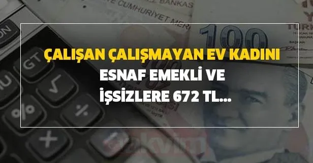 Çalışan çalışmayan, ev kadını, esnaf, emekli ve işsizlere 672 TL...