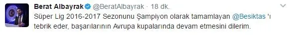 Bakan Albayrak'tan Beşiktaş'a tebrik-1