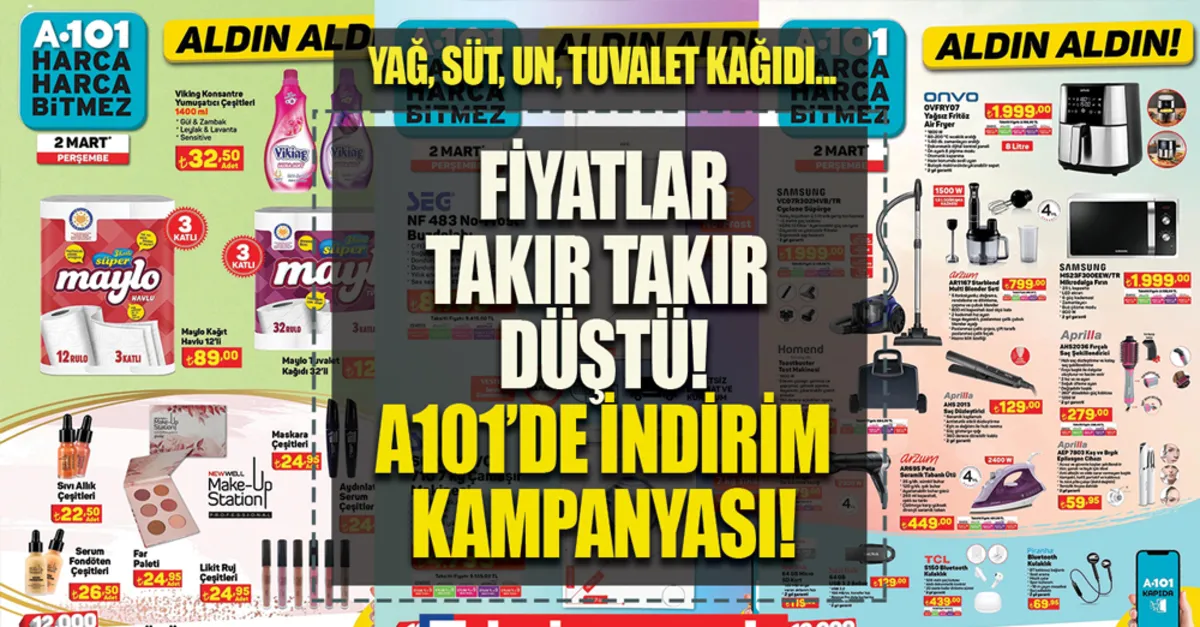 3 Mart 2023 A101 aktüel ürünler kataloğu! Sürüyle indirim başladı! 40 TL bile değil 3 çeşitlisi 34,95! Sabun, Tuvalet kağıdı, Orkid...