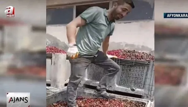 Afyonkarahisar'da meyve suyu fabrikasında isyan ettiren görüntüler! Ayakkabılarıyla meyvelerin üzerinde tepindi!-4