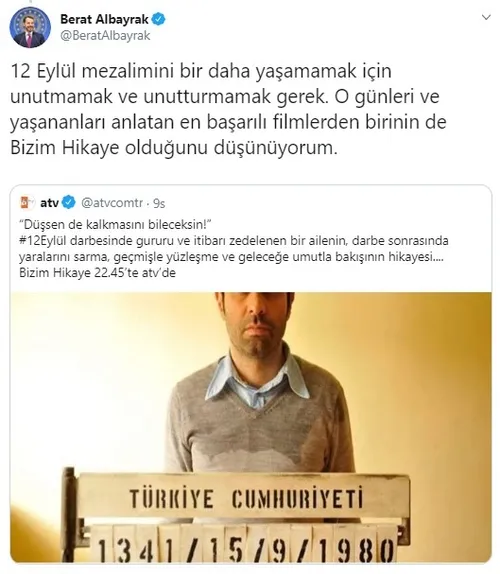 Bakan Albayrak'tan 12 Eylül paylaşımı: Türkiye bir daha vesayetçi alçak girişimlere geçit vermez-2