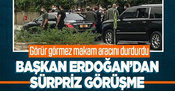 Başkan Erdoğan Üsküdar’da makam aracını durdurarak vatandaşlarla sohbet etti fotoğraf çektirdi
